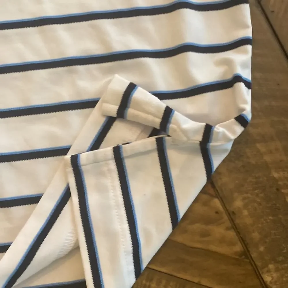 Mens Footjoy Golf Polo.  White with Cyan Navy Stripes.  Size XL. - Picture 3 of 8